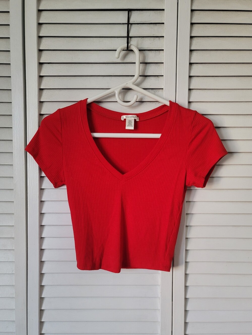 BOZZOLO Ribbed Crop Top, Size S